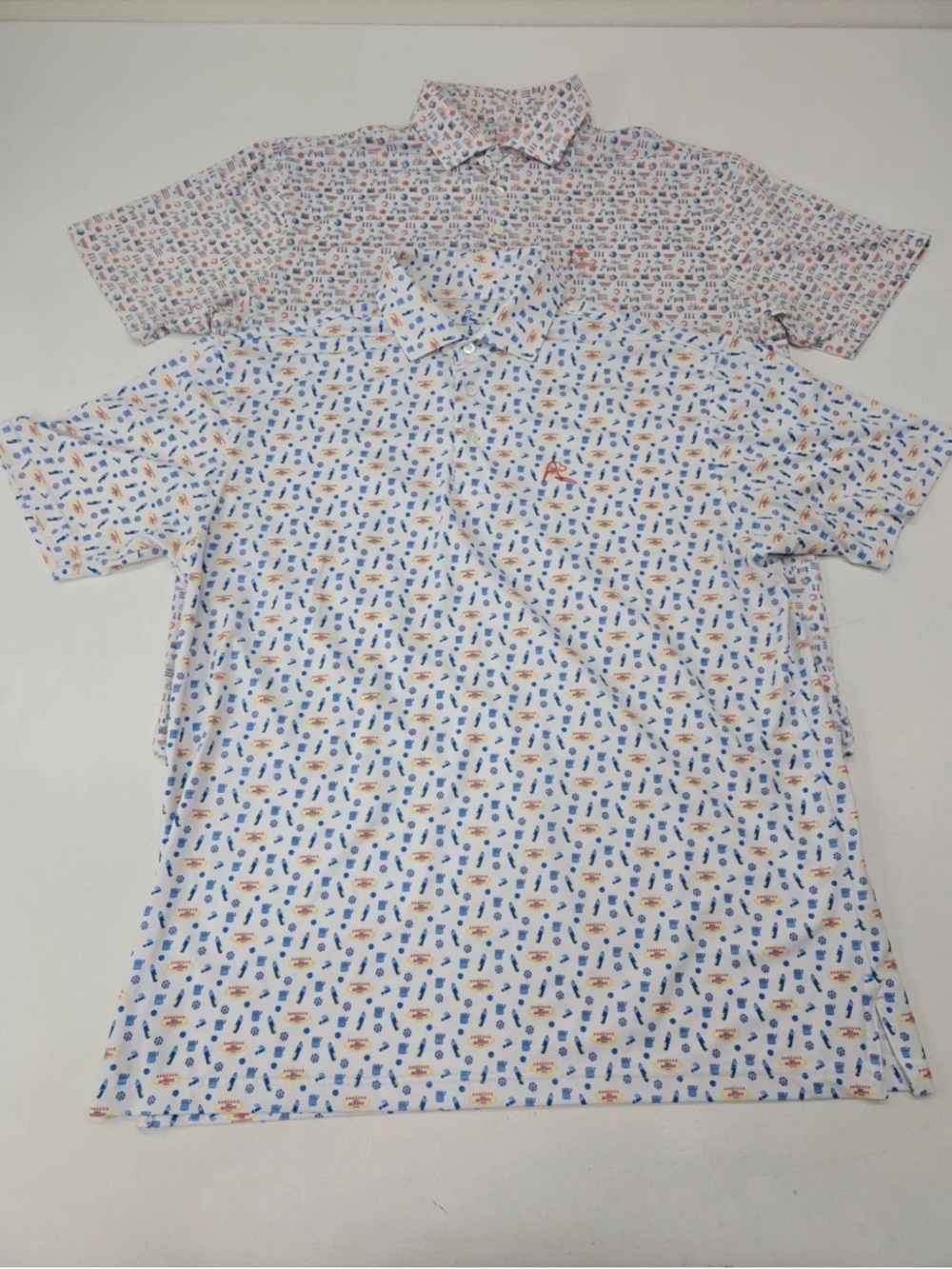 Rhoback Mens Polo Shirt All Over Pattern Print Performance Golf